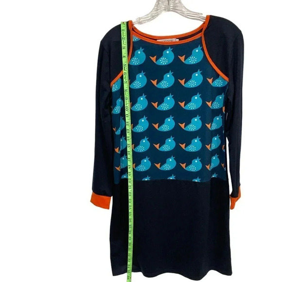 MISSLOOK Shift Dress, Medium, Navy w Blue‎ Birds, Casual Long-Sleeve Pullover - Picture 6 of 8